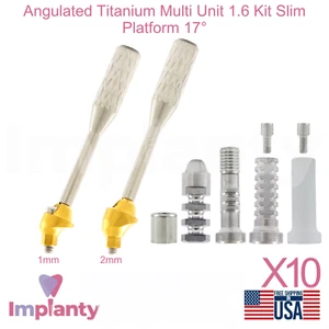 Kit de 10 unidades dentales anguladas de titanio 1,6 plataforma delgada 17° hexagonal interior 2,0 mm - Imagen 1 de 24