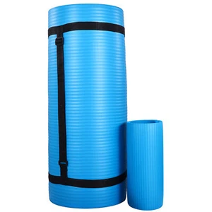 BalanceFrom Fitness 1" Extra Thick Yoga Mat w/Knee Pad and Carrying Strap, Blue - Picture 1 of 10