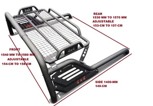 Black Sports Bar Roll Bar With Roof Top Basket For Nissan Navara NP300 2015-2022 - Picture 1 of 17