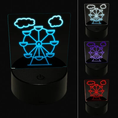 Ferris Wheel Carnival Ride 3D Illusion LED Night Light Sign Nightstand Desk Lamp - Image 1 of 4