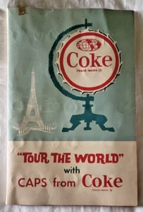 Vintage 1960's "TOUR THE WORLD" Coca-Cola Coke BOTTLE CAPS with display Card - Picture 1 of 7
