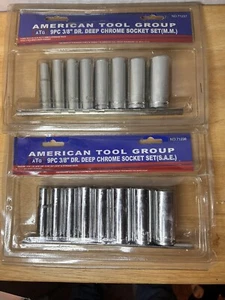 American Tool 2- 9 Pc Socket Set 1- Is SAE 1- Metric 10-11-12-13-14-16-17-19 - Bild 1 von 3