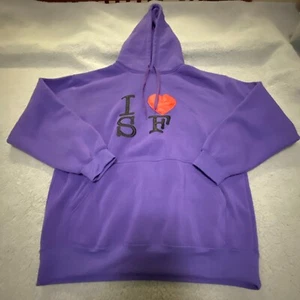 I Love San Francisco Long Sleeve Hoodie Sweatshirt Purple Men's XL Mens Adult - Picture 1 of 6