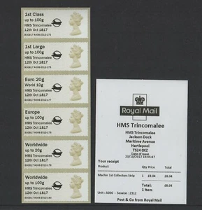 Maschine Ma14 Trincomalee 1817 O/P Okt 2017 A006 Sammlerstreifen Post Go FV £17,65 - Bild 1 von 1