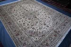 Floral Medallion Caucasian Area Rug 10x13 White Large Geometric Tribal Wool Rug - Picture 1 of 14