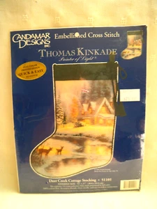 CANDAMAR THOMAS KINKADE DEER CREEK COTTAGE STOCKING COUNTED CROSS STITCH #51101 - Picture 1 of 2