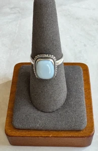 Angelite Rectangular Stone Silver Ring SZ. 8 ~ 481 - Picture 1 of 5