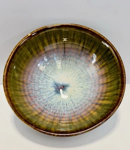 Bill Campbell Studio Keramik 6" Schüssel Tropfglasur blau braun Wirbel - Bild 1 von 8