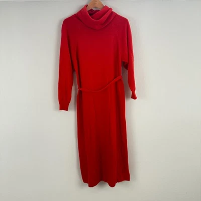 John Laing Womens Dress M 100% Cashmere Sweater Red Orange Scotland cowl neck - Image 1 of 4