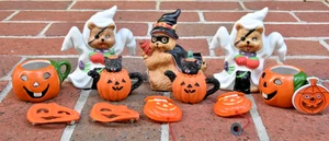 Vintage Halloween Deko - Keramik Figuren, Pins, Haarspangen - Bild 1 von 20