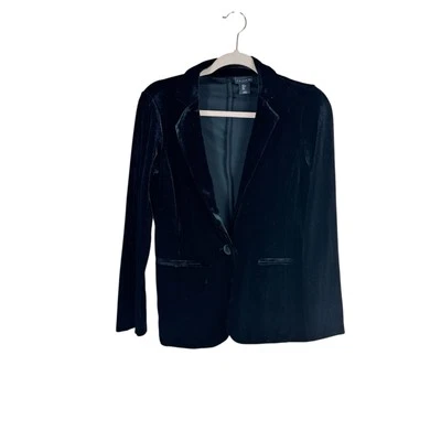 Blazer elegante TAHARI mujer talla S terciopelo negro botón único Foto 1 de 4