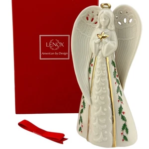 NEW Lenox China Holiday Angel BELL with Star 6" Figurine Holly & Berry 851328 - Picture 1 of 9