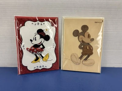 Papyrus Birthday Disney Mickey & Minnie Cards,Mickey on Wood, Minnie Embellished - Image 1 of 4