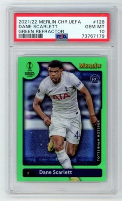 2021/22 Merlin Chrome Dane Scarlett #128 RC/99 refractor verde PSA 10 GEM N16 Foto 1 de 3