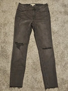 Pantalones de mezclilla Madewell para mujer 29x28 negros ajustados tiro medio elásticos desgastados - Imagen 1 de 11