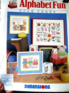 Dimensions 127 ALPHABET FUN Book #3 cross stitch pattern 8pg leaflet 1987 - Picture 1 of 8