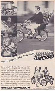 1966 HARLEY-DAVIDSON YOUNG AMERICA ~ ORIGINAL KLEINDRUCKANZEIGE - Bild 1 von 1