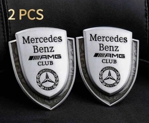 2PCS Chrome 3D Logo Badge Car Body Emblem Ornament for AMG A/B/C/E/S Class - Picture 1 of 4