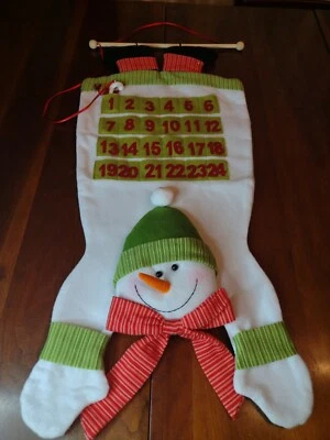 Vtg Sliding Snowman Fabric Advent Christmas Countdown Calendar Holiday Winter - Image 1 of 4