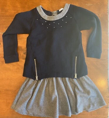 Vestido para niñas Deux Par Deux azul marino y gris talla 8  Foto 1 de 4