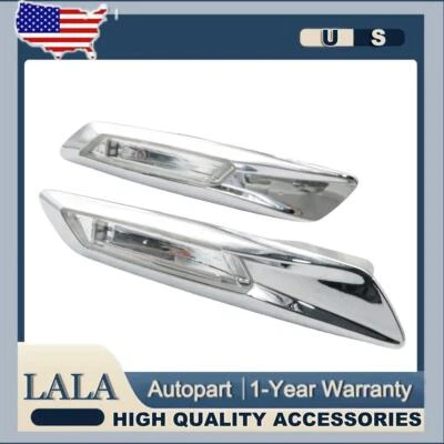 Fit BMW 528i 535i 550i F10 2x Side Marker Turn Signal Amber Light Silver Tone US - Imagem 1 de 4
