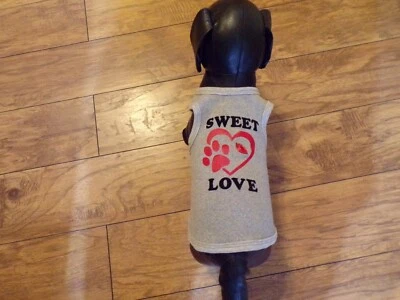  dog shirt, gray, Sweet Love, heart&paw, Medium**(size details in description) - Image 1 of 4