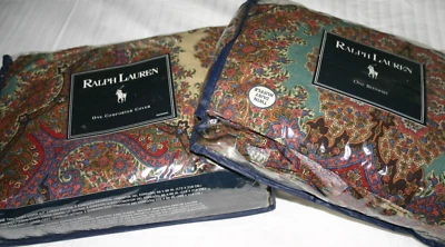 EDREDÓN DOBLE Ralph Lauren EMERSON Paisley y FALDA CAMA Doble Volantes De Colección Nuevo 2 Piezas Foto 1 de 4