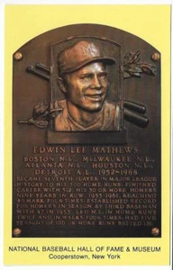 CORTE DE BÉISBOL EDDIE MATHEWS-1978 - PLACA DE INDUCCIÓN~512 JONRONES - Imagen 1 de 1