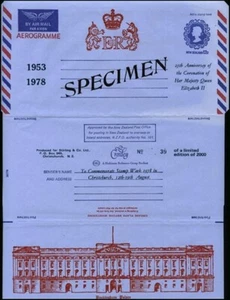 NEW ZEALAND '78 12c AEROGRAMME 25TH ANNIV QEII CORONATION SPECIMEN (ID:32/D6775) - Picture 1 of 1