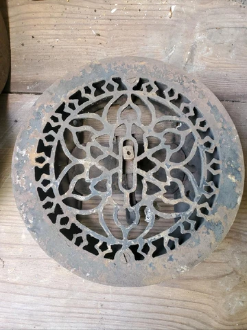 Early Antique Cast Iron Round Grate Vent Register Architectural Salvage #4 Cover