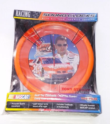 Tony Stewart Rookie of The Year NASCAR Sound Clock - New In Box Cover