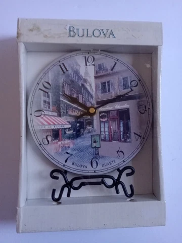 Bulova Quartz 6" Clock "Streets Of Paris" Design BRAND NEW SEALED Cover