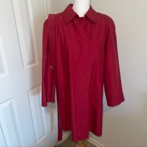 gallery Red Raincoat Trench Swith Matching Floppy Hat / Plaid Interior - M - Picture 1 of 8