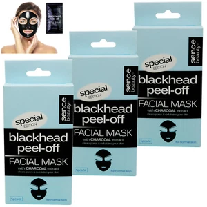 3 x 5 Pack = 15x Blackhead Peel-Off Charcoal Facial Mask Face Masks Skincare - Picture 1 of 6