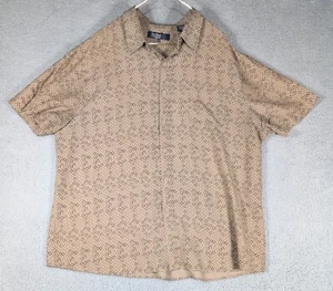 Nat Nast Shirt Mens Size XXL Tan Circle Geometric Short Sleeve Silk Shirt - Picture 1 of 8