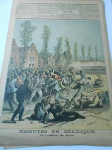 1893 Emeutes en Belgique Fusillade de Mons Illustration Gravure - Picture 1 of 1