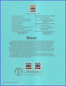USA7 #3467 U/A SOUVENIR PAGE FDC American Buffalo - Picture 1 of 1