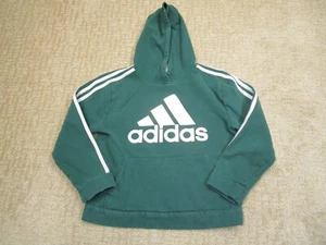 Adidas Hoodie Boys Medium Green Youth Sweatshirt Kids Kangaroo Pocket Pullover - Picture 1 of 7