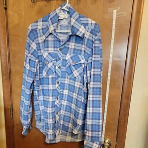 Dukes a hazard shirt unisex blue white Plaid snap buttons one size - Picture 1 of 10