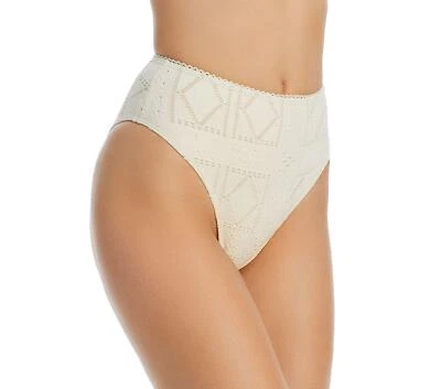 Frankies Bikinis Jenna Knit High-Waist Bikini Bottom Swimwear Beige Size Medium — 第 1/4 张图片