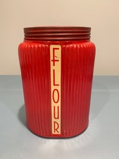 Vintage Deco Owens Illinois Glass Red Ovoid Flour Canister c.1930