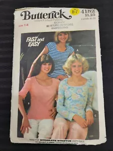 Camisetas Butterick 4182 Misses 1974 talla 14 corte patrón costura vintage - Imagen 1 de 2