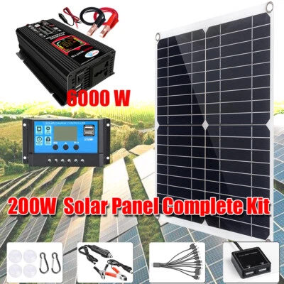 6000W Solar Panel Kit Solar Power Generator 200W 100A with 110V Inverter Set US