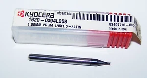 1.00mm (.0394") CARBIDE END MILL 2 FLUTE STUB FLUTE ALTIN KYOCERA 1620-0394L058 - Picture 1 of 2