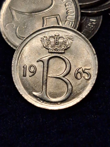 1965 Belgium 25 Centimes French Text Crowned Monogram 16mm coin Cover