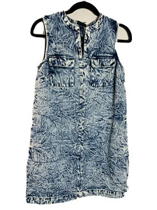 WHO WHAT WEAR WOMENS DRESS SIZE SMALL NEW NWT ACID WASHED BLUE DENIM JUMPER - Picture 1 of 7