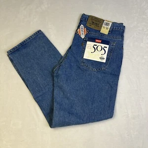 Neu mit Etikett Vintage Levi’s 505 Jeans 38 x 30 Stonewashed blau Denim hergestellt in den USA braunes Etikett - Bild 1 von 9