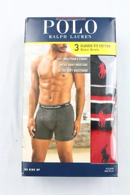 Calzoncillos boxer Polo Ralph Lauren para hombre calce clásico de algodón M negros rojos sin montar paquete de 3 Foto 1 de 4