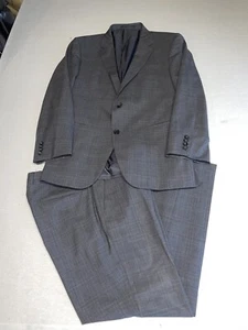 Recent Hugo Boss black label Stretch Gray check side vent suit 44R Pants 34x29 - Picture 1 of 23