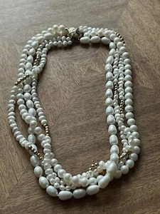 Schönes Vintage Collier mit natürlichen Diamanten & Zuchtperlen 14 kt Gold - Bild 1 von 13